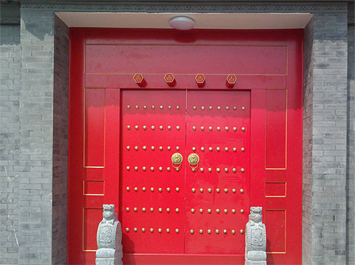 城中中国传统四合院系列朱红色中式木制大门木作